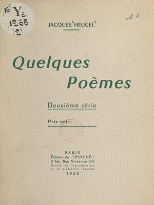 cover image of Quelques poèmes, deuxième série